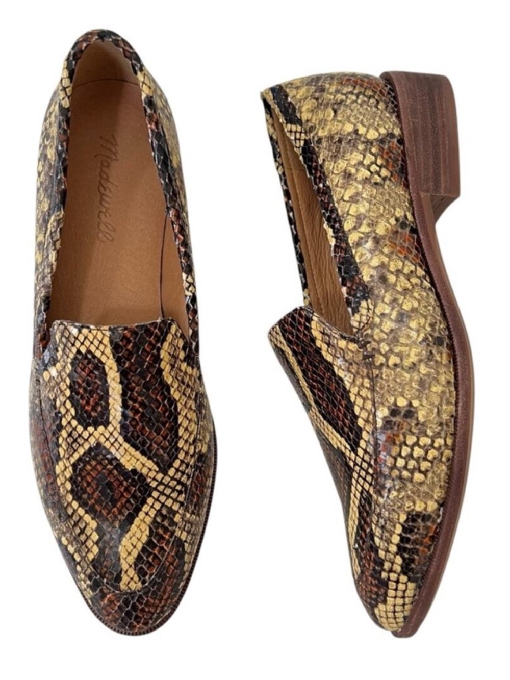 NEW Madewell The Frances Loafer in Snake Embossed Leather